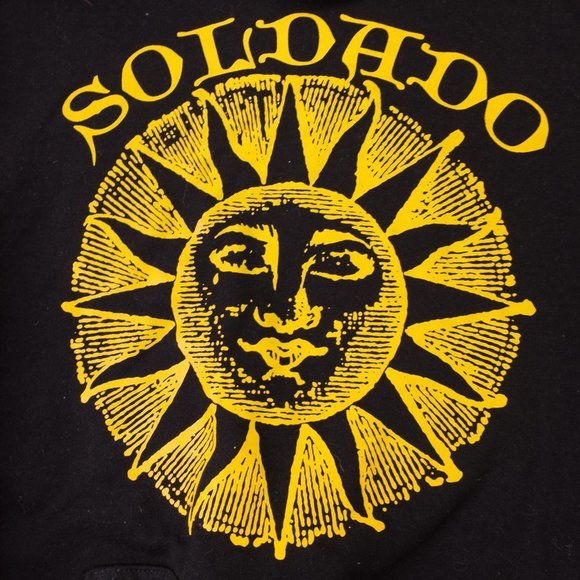 Sun Soldado Mens Sweater Black Large Gothic Hoodies Long Sleeve Pullover #0116 - Picture 3 of 9